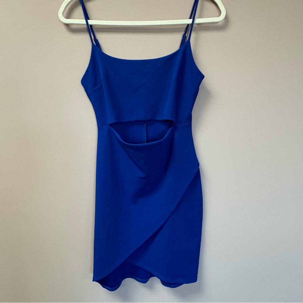 Lulus Royal Blue Cutout‎ Tulip Wrap Mini Dress Size M Cobalt Bodycon Cocktail